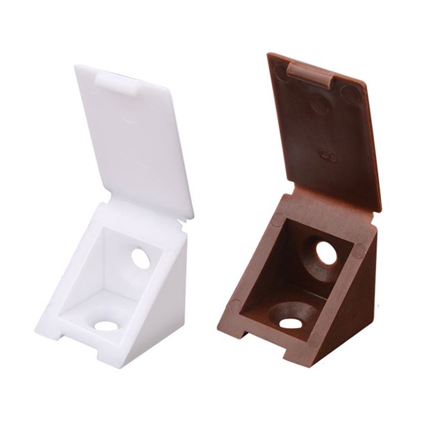 Soporte de esquina/Conectores de muebles/Soporte de estante - 2 orificios - Color : Materia blanca : Plástico 21*21*23mm