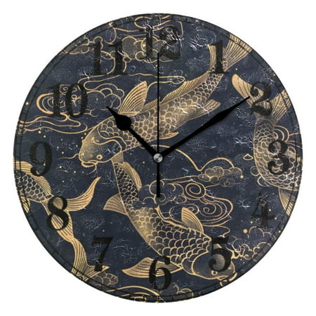 Artistic Fish Silent Wall Clock 10 Non-Ticking Battery Clock