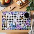 thumbnail image 2 of Spring Flowers Placemats Set of 4 Watercolor Blossom Floral Black Plaid Place Mats Indoor Wipeable Table Mats Washable Cloth Dining Table Placemats for Kitchen Holiday Party Home Decor 13x19 Inch, 2 of 9