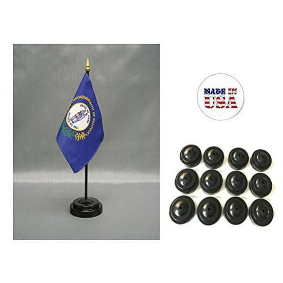 Box of 12 Kentucky 4"x6" Miniature Desk & Table Flags Includes 12 Flag Stands & 12 Kentucky State Small Mini Stick Flags