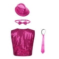 thumbnail image 2 of Haitryli Kids Girl's Boy's Jazz Disco Hip Hop Choir Dance Vest Top Waistcoat and Hat Bowtie Necktie Fancy Party Outfit Hot Pink 10-12, 2 of 7