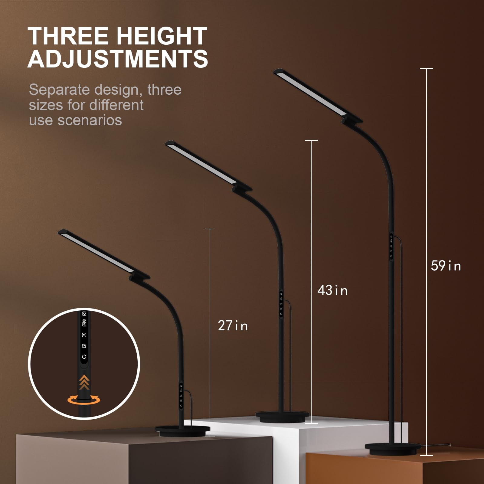 Sthmolepy Light Therapy Lamp,10000 Lux Happy Therapy Light, Floor Sun Therapy Lamp with Remote & Touch Control & Adjustable Gooseneck for Reading/Office/Home (Black)