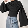 thumbnail image 4 of KHONTS Men's Draped Cowl Neck Tops Long Flare Sleeves Tees Solid Slim Fit T Shirts Black XL, 4 of 8