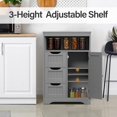 thumbnail image 4 of YEXJ Bathroom Floor Cabinet Wooden Storage Organizer with Adjustable Shelf and 3 Drawers, Modern Free-Standing Cupboard for Living Room, Bathroom, Bedroom (Grey), 4 of 12