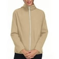 thumbnail image 4 of Miluxas Zip Up Jackets for Women Winter Long Sleeve Lightweight Cardigan Fashion Loose Solid Outerwear Khaki L(L), 4 of 5