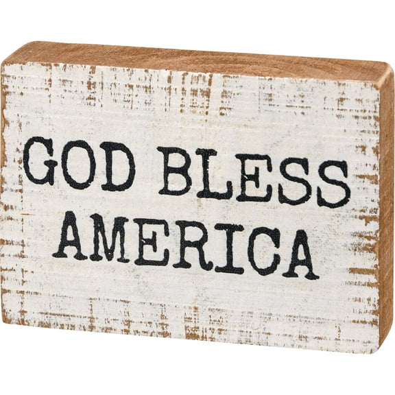 Primitives By Kathy 113948 God Bless America Block Sign, 4-inch Length