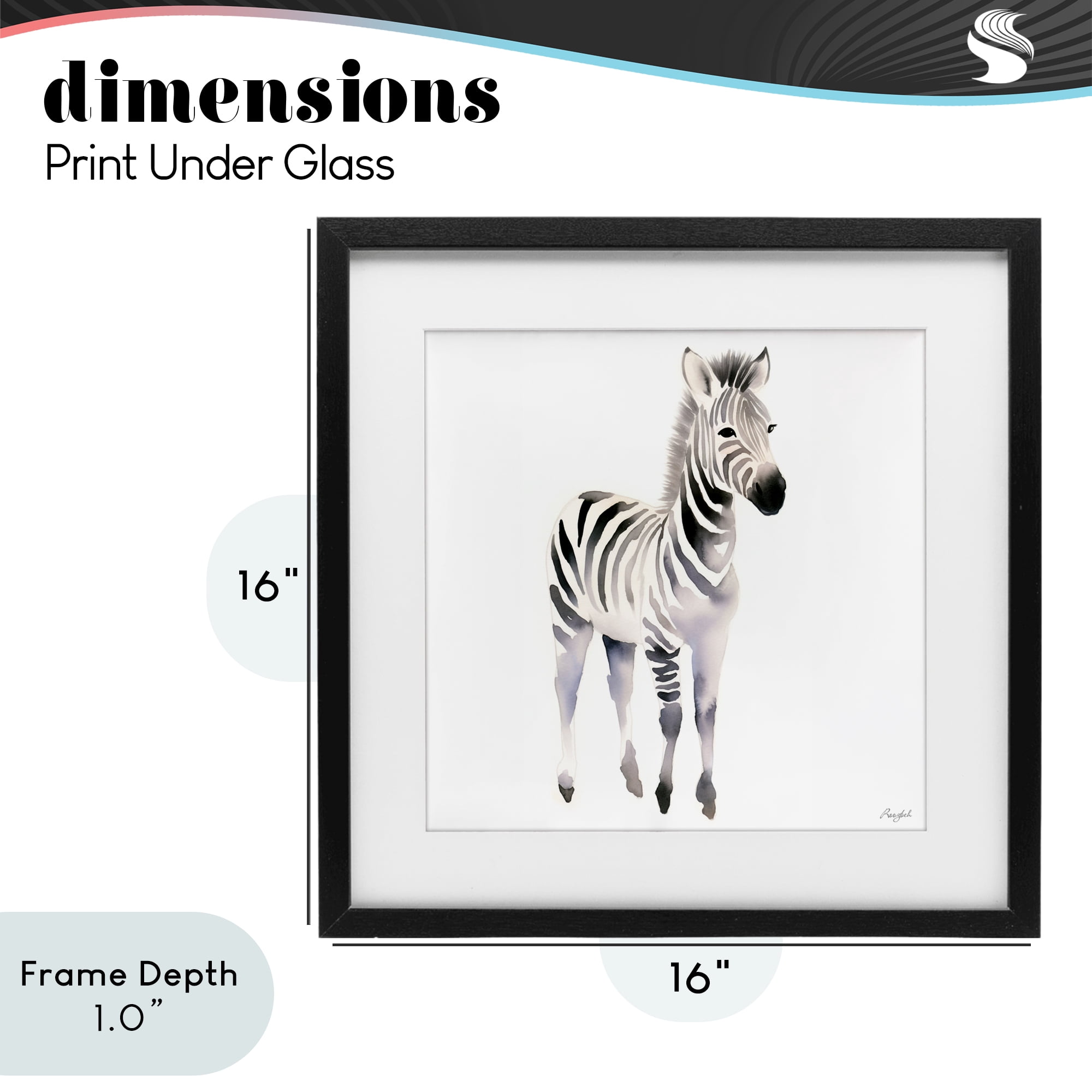 Stupell Industries Minimal Zebra Foal Black Framed Print Under Glass, design by Roozbeh