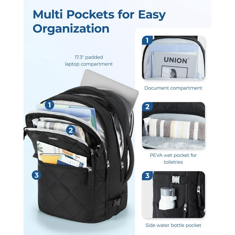 Bagsmart Travel Backpack, 30L Carry On, Black - Walmart.com