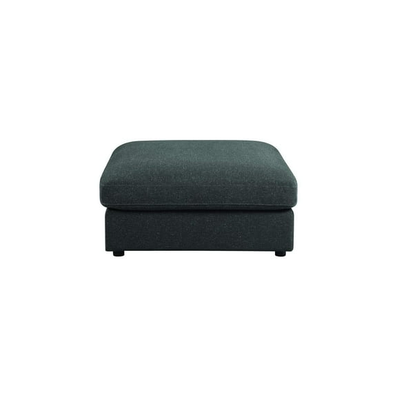 Outdoor Ottoman - Dark Gray Patio Footrest - Wooden Legs & Loose Cushion - 42" Wide