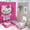 Kitty-14, variant on 4-Piece Kawaii Shower Curtain Set Fun Hello Kitty Cat Cartoon Purple Backdrop Bathroom Set with Cute Anime Curtain And Rug And Accessories
