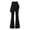 Black, variant on Girls Flared Leggings with Skirt Size 11-12 Years, Elastic Waist Fake Two Piece Stretchy Yoga Dance Flare Pants Pink