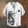 thumbnail image 2 of IWRICH Men's Button up Plus Size V-Neck T Shirts Stand Collar Casual Hawaiian Stylish Shirts Ethnic Style Spring and Summer Tops 16-White XXXL, 2 of 3