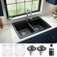 thumbnail image 2 of Karran  Drop-In Quartz 34 in. 1-Hole 50/50 Double Bowl Kitchen Sink Kit White, 2 of 5