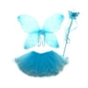Pretend Play Dress Up Mozlly Blue Snow Glittery Butterfly Fairy Tutu Costume (3pc Set) (Multipack of 3)
