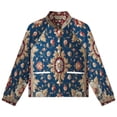 thumbnail image 4 of Jackets for Women Winter Coat Jackets Flannel Stand Collar Jacket(Blue Floral Pattern Rug,Size:S-4XL), 4 of 7