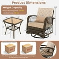 thumbnail image 3 of Costway Patio 3PCS Wicker Swivel Rocker Set 2 Rocking Chairs 360 Degrees with Coffee Table, 3 of 10