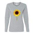 thumbnail image 2 of Sunflower Christian Faith Cross Inspirational/Christian Womens Graphic Long Sleeve T-Shirt, Heather Grey, X-Large, 2 of 3