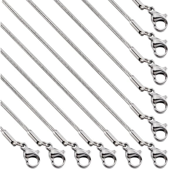 12 PACK 18 Inch/ 0.45m 1mm Snake Chain Necklaces Bulk Stainless Steel Necklace Chain for Jewelry Making Supplies Women Adult Diy Craft diy