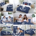 thumbnail image 5 of 3 Piece Navy Blue Anchor Duvet Cover Set Queen Size,Microfiber Comforter/Quilt Cover with Corner Ties and 2 Pillowcases,Coastal Nautical Marine Minimalist All Season Soft Bedding with Zipper Closure, 5 of 8
