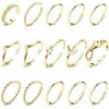 15Pcs Knuckle Rings for Women Copper Boho Stackable Rings V-Shaped Infinity Star Moon Ring Set Twist Plain Midi Toe Rings Adjustable Cute Finger Rings