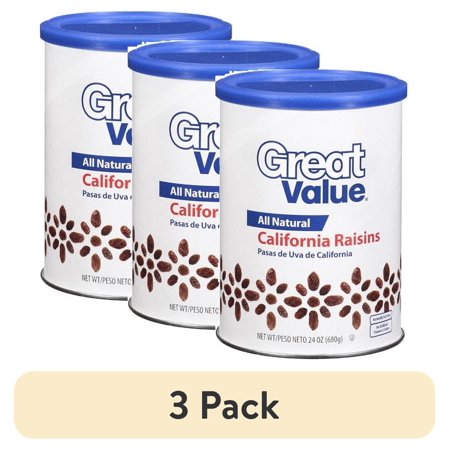 (3 pack) Great Value All-Natural California Raisins, 24 oz