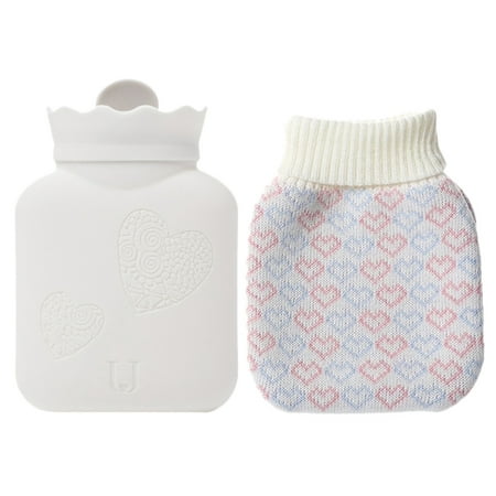

Silicone Hot Water 340Ml Portable Winter Warm Water with Knitted Cover White