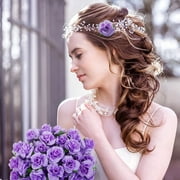 Naler 50 Pcs Purple Stemless Fake Silk Roses,1.6 Artificial Flowers Heads Bulk for Wedding Bouquets Party Birthday Decors