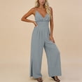 thumbnail image 5 of Jinhomg Jumpsuits for Women Summer Fall Sleeveless V Neck Elegant Wrap Criss Cross Jumpsuits 2026 Y2K One Piece Outfits Gray M, 5 of 7