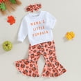 thumbnail image 7 of Okbabeha Toddler Girl Winter Clothes Baby Halloween Outfit Letter Crewneck Sweatshirt Pumpkin Flare Pants Fall Outfits, 7 of 7