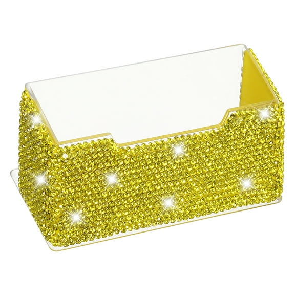 Rhinestone Business Card Holder Crystal Business Card Holders Bling Business Card Organizer Display Stand for Desktop Desk Office Exhibition, Yellow
