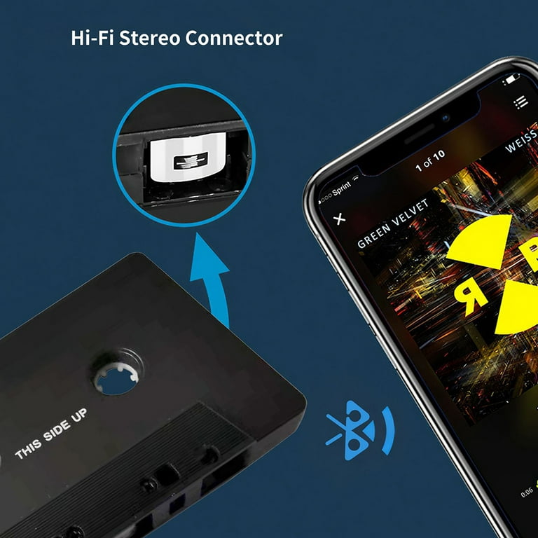 Universal Cassette Bluetooth 5.0 Audio Car Tape Aux Stereo Adapter avec  micro pour téléphone Mp3 Aux Cable