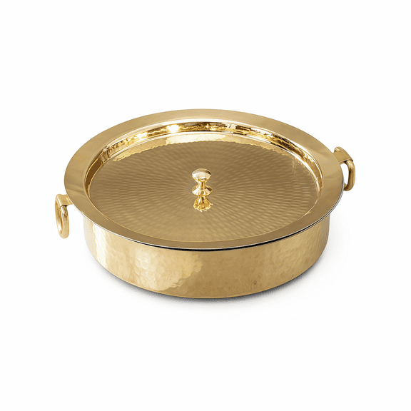 P•TAL Brass Lagan 4 QT Tin Coated with Lid 100% Pure Brass Degchi for Cooking Biryani Handi Ptal Brass Utensils for Kitchen