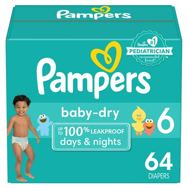 Pañales Pampers Baby Dry, tamaño 6, 64 unidades, absorbentes