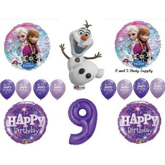Frozen Olaf Purple 9th Disney Movie BIRTHDAY PARTY Balloons Decorations Supplies by Anagram