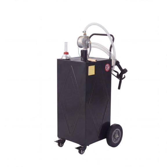 35 Gallon Portable Fuel Caddy on Wheels with Manual Transfer Pump, Heavy Duty Steel Gas Tank for Cars Trucks Boats