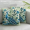 thumbnail image 3 of JRXY  Chinoiserie Chic Asian Throw Pillow Cushion Aqua and Green Peacock Decorative Pillow Covers Watercolor Chinoiserie Bird and Flower Pillow Covers for Sofa Car Chair White, 3 of 5