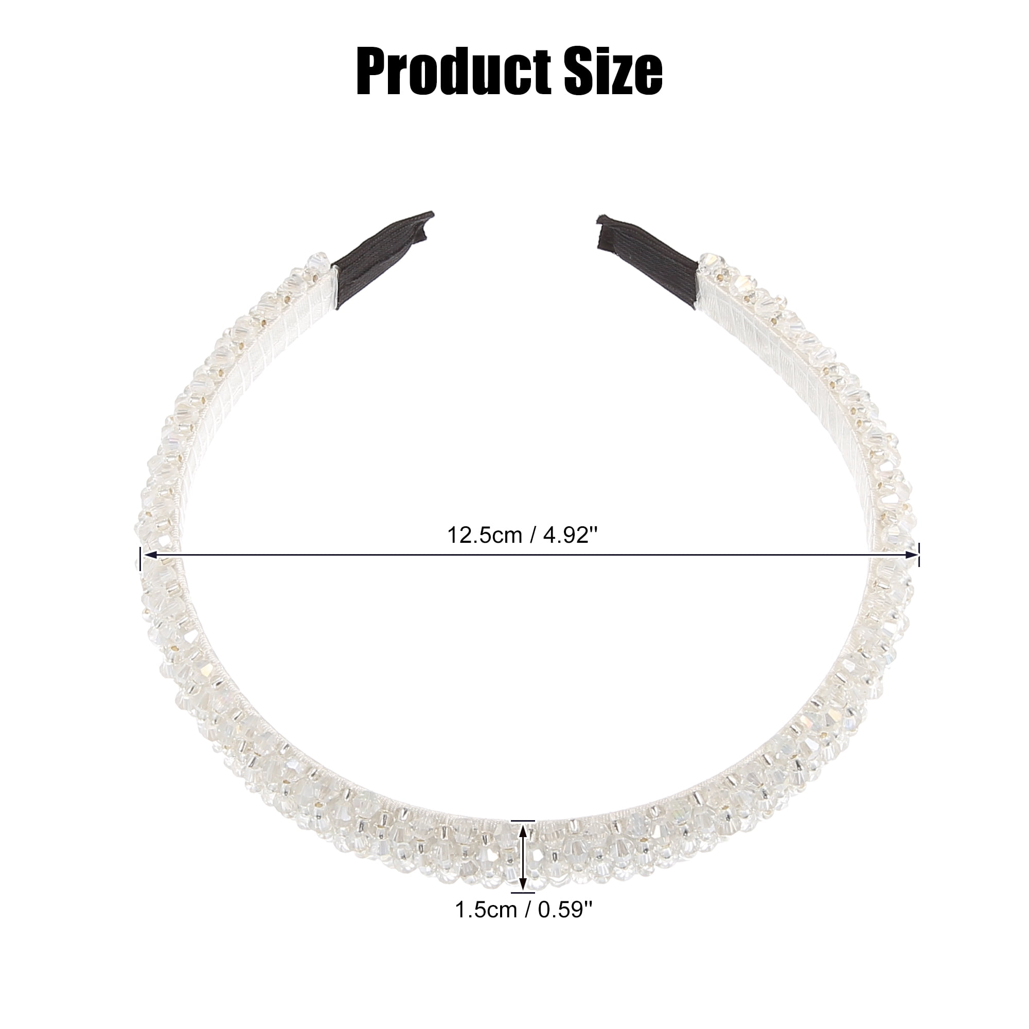Unique Bargains Faux Crystal Headband 0.59 Inch Wide White
