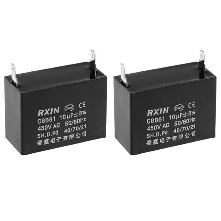 450V AC 10uF Single Insert Metallized Polypropylene Film Capacitors 2Pcs
