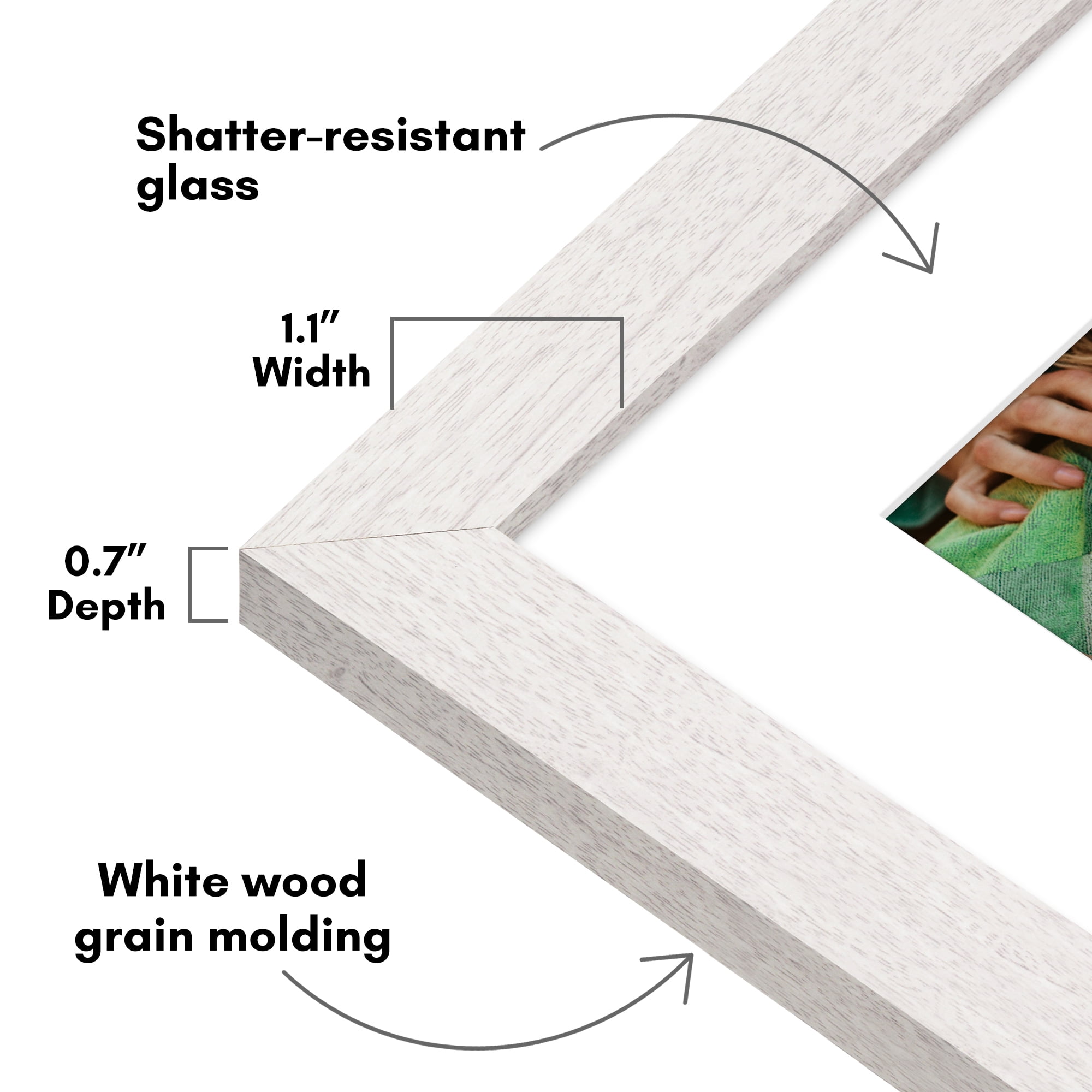 Americanflat 8x10 Picture Frame with Shatter-Resistant Glass with 5x7 Mat Display Photo Hudson Wide - White