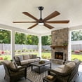 thumbnail image 3 of Smart Ceiling Fan 60-inch, Alexa/Tuya App, Modern Farmhouse Damp Rated Wooden 6 Blades Large Airflow Indoor Outdoor Quiet Reversible DC Fan for Living Room Porch, 3 of 10