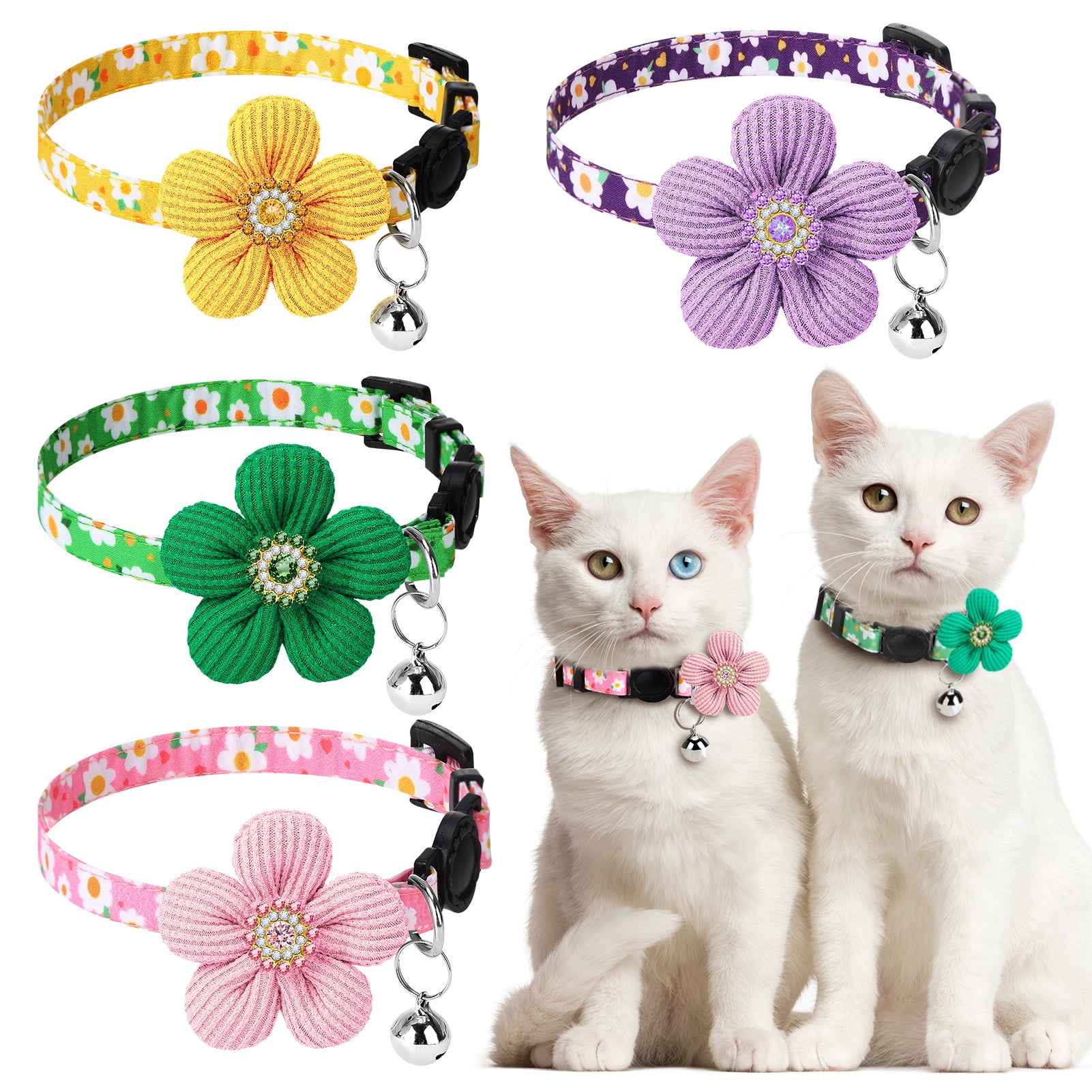 Shuaien Cute Cat Collar with Bells, 4-Pack Adjustable photo 1
