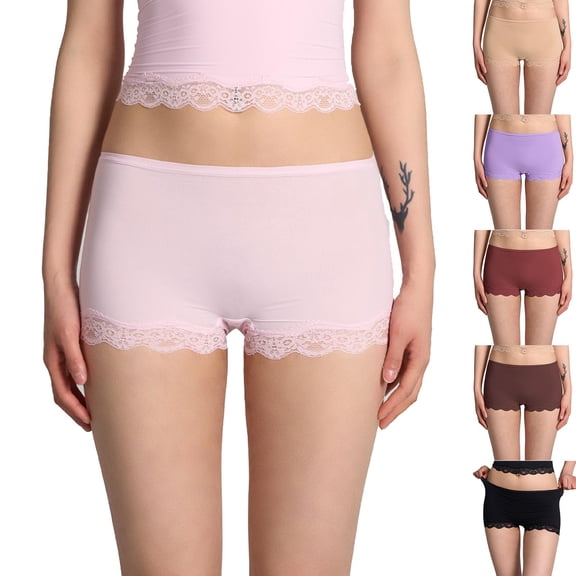 Bovxnpu Women's Plus Size Panties, Women's Seamless Shapewear Boyshort Panties, Women's Stretch Lace Shorts In Breathable Fabric For All-Day Underwear