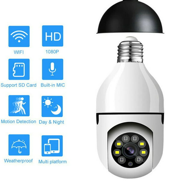 Merg schuld Besnoeiing Wireless Security Camera, WIFI IP Camera, E27 Light Bulb 1080P HD Security  Monitor Cam with Infrared Night Vision, White (Supports Only 2.4GHz Wi-Fi)  - Walmart.com