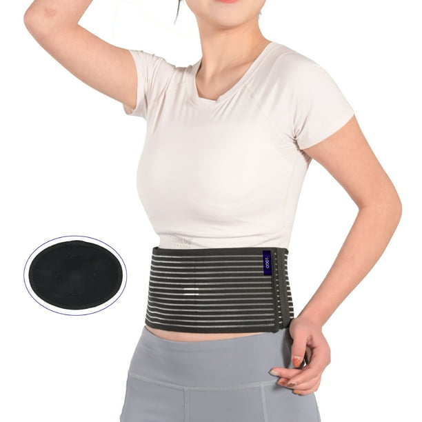 L/XL 43,3", Cinturón de hernia para hombres o mujeres - Cinturón de soporte de cintura baja para faja abdominal para hernias umbilicales y vientre umbilical (ancho 16 cm)