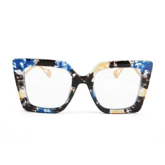 FEISEDY Oversized Square Blue Light Blocking Glasses Eye Strain Glare Pearl Inlay Arm Cat Eye Fashion Eyewear B2639
