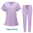 thumbnail image 1 of Ropa de enfermera de bolsillo multifuncional de doble capa, bata quirúrgica, ropa de trabajo de anestesista, traje de pantalón de manga corta, 1 of 6