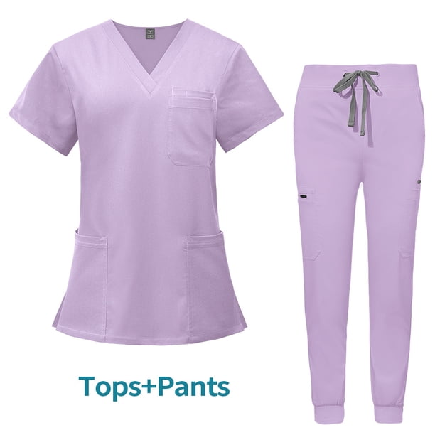 Ropa de enfermera de bolsillo multifuncional de doble capa, bata quirúrgica, ropa de trabajo de anestesista, traje de pantalón de manga corta