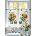 thumbnail image 4 of Spring Sunflower Sheer Curtains 45 Inch Long 2 Panels, Watercolor Blue Butterfly Pastoral Light Filtering Rod Pocket Semi Sheer Curtains, Sheer Voile Drapes for Living Room Bedroom, 52"x45", 4 of 5