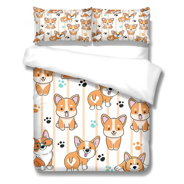 Conjunto de edredón Dog Themed Duvet Funds Almohada Shams Dormitorio Dormoons Imprimir Conjuntos de ropa de cama para primavera verano otoño invierno xl lyshdw2109250005 3 piezas seitruly HA012372-11