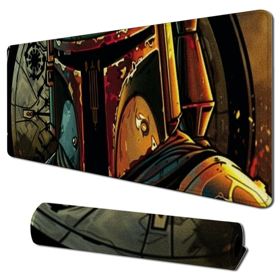 nygtbtfer Mouse Pad, Mandalorian Logo Mouse Pad, Cute Mouse Pad Square Waterproof Computer Mouse Pad Non-Slip Rubber Base Laptop Office Mouse Pad, 31.5x11.8 in